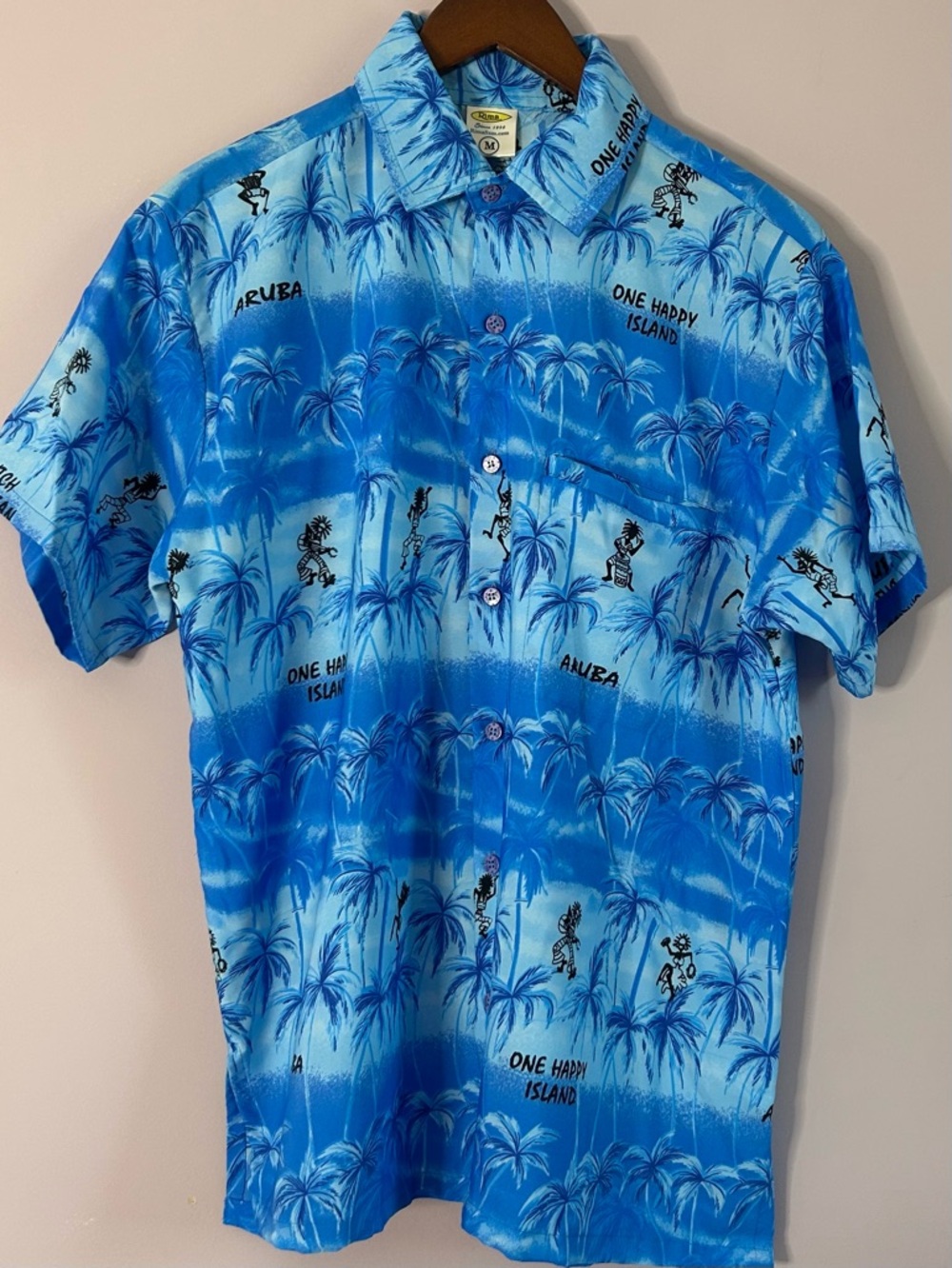 Vintage Rima Short Sleeve Hawaiian Style Button Down Shirt Size Medium
